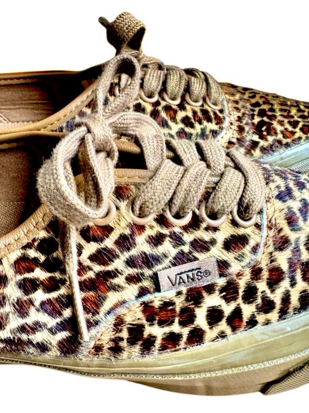 Vans Authentic LX Pony Hair Leopard Print Unisex Low Top Casual Shoes US 6.5